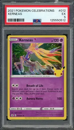 PSA 5 Xerneas (Ink Blob Error) Celebrations 012/025 Holo Pokemon Card B6 - Image 1