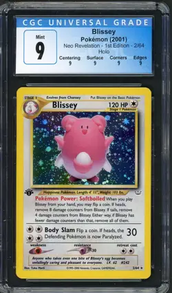 CGC 9 Blissey (1st Ed.) Neo Revelation 2/64 Holo Pokemon Card B17 - Image 1
