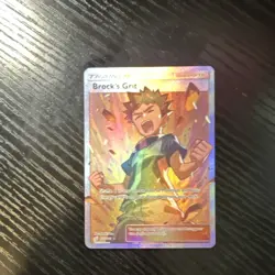 Pokemon Brock's Grit 172/181 Ultra Rare Full Art Holo Team Up Trainer Card - Image 1