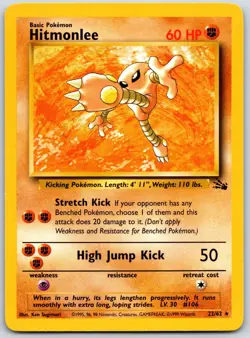 POKEMON FOSSIL HITMONLEE 22/62 RARE NON HOLO NM - Image 1