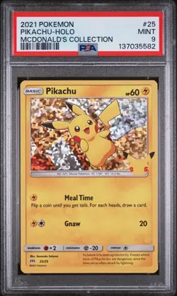 2021 POKEMON MCDONALD'S COLL #25 PIKACHU-HOLO PSA 9 - Image 1