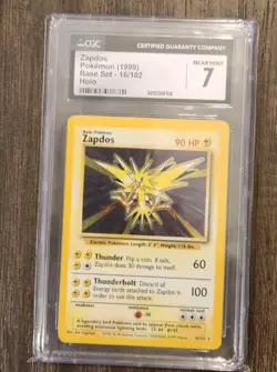1999 Pokemon Base Set Unlimited Holo Zapdos #016/102 CGC 7 - Image 1