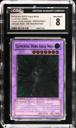 CGC 8 NM MINT Elemental Hero Aqua Neos POTD-EN001 1st Edition UD Print YuGiOh - Image 1