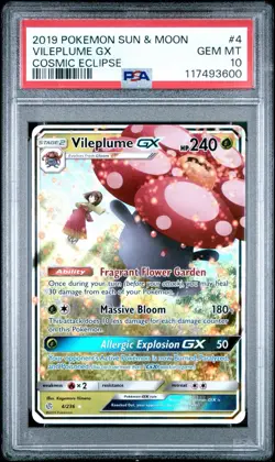 Vileplume GX 4/236 Cosmic Eclipse Holo Pokemon Graded Slab PSA 10 - Image 1