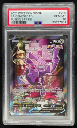 2021 Pokemon SW&SH Fusion Strike Genesect V Full Art #255 PSA 10 Gem Mint - Image 1