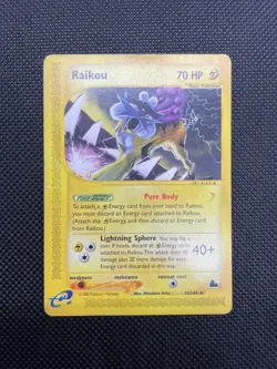 Raikou Rare Non-Holo Pokemon Card Skyridge 28/144 Vintage WOTC Moderate Play - Image 1