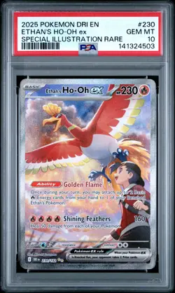 2025 POKEMON DRI EN-DESTINED RIVALS #230 ETHAN'S HO-OH EX PSA 10 - Image 1