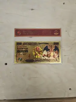 🏆 Pokemon Gold Bank Note Charizard Charmeleon TCG Collectible Gift W/COA - Image 1