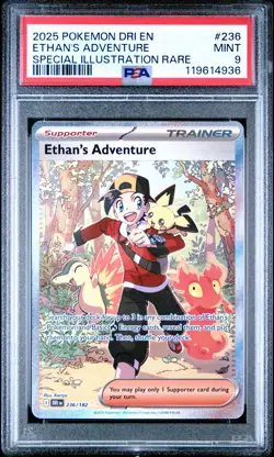 2025 POKEMON DRI EN-DESTINED RIVALS #236 ETHAN'S ADVENTURE PSA 9 - Image 1