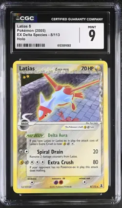 CGC 9 MINT Latias 2005 EX Delta Species 8/113 Holo Pokemon Card - Image 1
