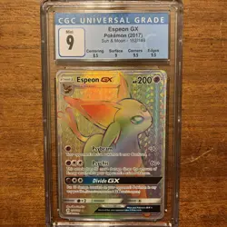 Espeon GX 152/149 Pokemon Sun & Moon Rainbow Rare Holo CGC 9 Mint - Image 1
