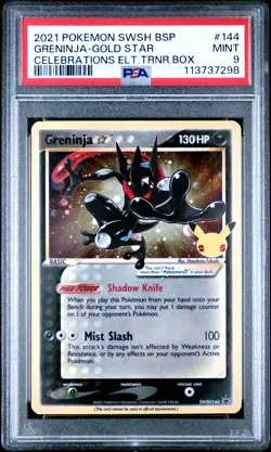 2021 POKEMON SWSH BLACK STAR PROMO #144 GRENINJA-GOLD STAR PSA 9 - Image 1