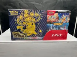 Pokemon Surging Sparks ETB + Booster Bundle Costco 2-pack Sealed in Hand - Image 1