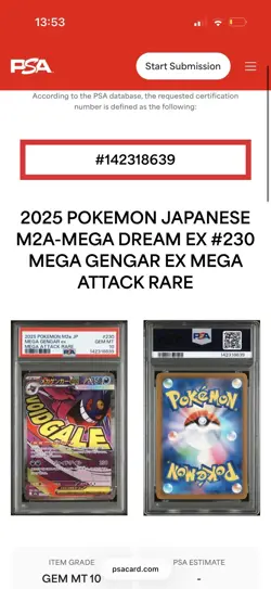 PSA 10 Pokemon Card Japanese MEGA GENGAR ex 230/193 MA MEGA Dream ex M2a - Image 4