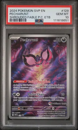 2024 POKEMON SVP EN-SV BLACK STAR PROMO POKEMON CENTER ETB #129 PECHARUNT PSA 10 - Image 1