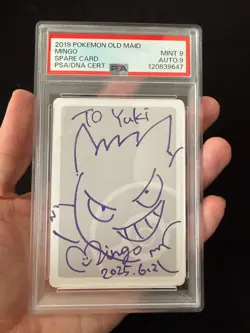 Mingo Signed Pokemon 2019 Old Maid Spare Card JPN Gengar PSA 9 Auto 9 Sketch - Image 1