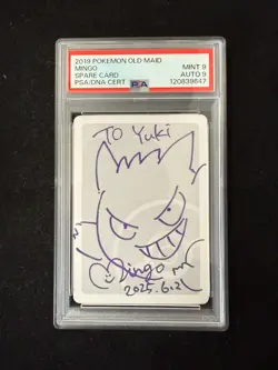 Mingo Signed Pokemon 2019 Old Maid Spare Card JPN Gengar PSA 9 Auto 9 Sketch - Image 4