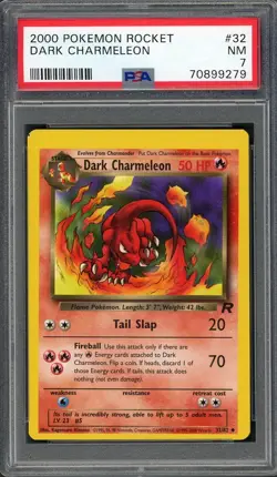 PSA 7 Dark Charmeleon (Print Dot Error) Team Rocket 32/82 Pokemon Card B8 - Image 1