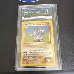 Ace 8 NM - Mint 1st Edition Brock's Rhydon Holo #2/132 Pokemon Gym Heroes Card - Image 1