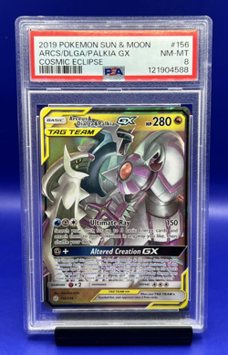 2019 Pokemon Cosmic Eclipse Arceus & Dialga & Palkia GX 156/236 Holo PSA 8 - Image 1