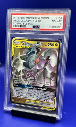 2019 Pokemon Cosmic Eclipse Arceus & Dialga & Palkia GX 156/236 Holo PSA 8 - Image 2