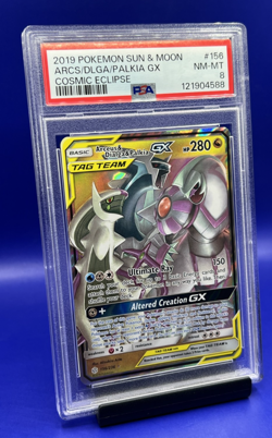 2019 Pokemon Cosmic Eclipse Arceus & Dialga & Palkia GX 156/236 Holo PSA 8 - Image 3