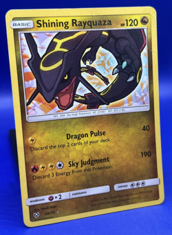 2017 Pokemon Shining Rayquaza 56/73 Shining Legends Sun & Moon Ultra Rare HP DMG - Image 3