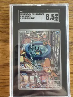 2024 POKEMON SCR EN-STELLAR CROWN ILLUSTRATION RARE #148 SQUIRTLE SGC 8.5 - Image 1
