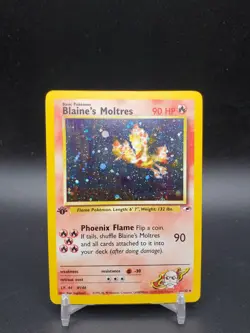 Blaine’s Moltres 1/132 Gym Heroes 1st Edition Holo Rare MP/LP Pokemon Card - Image 1