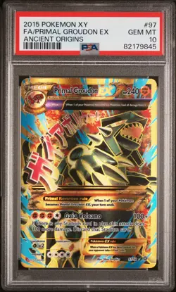 Pokemon 2015 XY Ancient Origins 97/98 Full Art Primal Groudon EX PSA 10 Gem Mint - Image 1