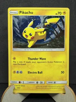 Pokemon TCG Pikachu SM81 SM Promo Holo Basic 70HP English 2017 Mouse Pokemon - Image 1