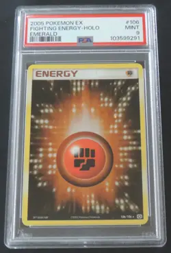 PSA 9 2005 POKEMON EX EMERALD * 4 SWIRLS * FIGHTING ENERGY HOLO #106 RARE !!! - Image 1