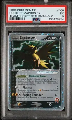Rocket's Zapdos EX #106/109 Team Rocket Returns Holo 2004 Pokemon EX PSA 5 EX - Image 1