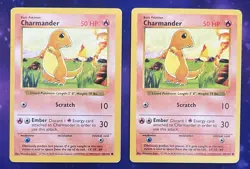 1999 Vintage Pokemon TCG Fire Charmander Base Set #46/102 Shadowless HP Rare x2 - Image 1