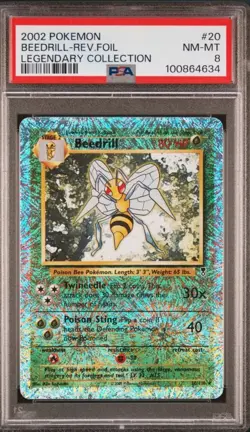 Pokemon Legendary Collection Beedrill Reverse Holo Rare 20/110 PSA 8 2002 - Image 1