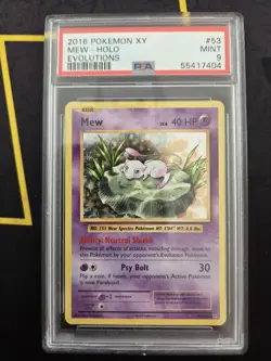 Pokemon Mew 53/108 Holo Rare XY Evolutions PSA 9 Mint - Image 1