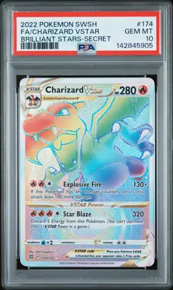 2022 POKEMON SWORD & SHIELD BRILLIANT STARS #174 FULL ART/CHARIZARD VSTAR PSA 10 - Image 1