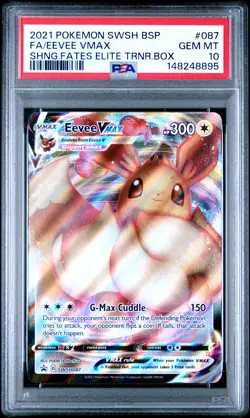 2021 POKEMON SWSH BLACK STAR PROMO #087 FULL ART/EEVEE VMAX PSA 10 - Image 1