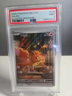 2025 Pokemon Mega Evolution Illustration Rare Holo Vulpix PSA 9 #138/132 - Image 1