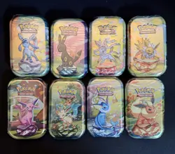 Pokemon Prismatic Evolutions Mini Tin Full Art Set 8x FACTORY SEALED Brand New - Image 1