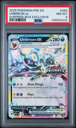Pokemon Prismatic Evolutions Stamped Umbreon ex 060/131 PSA 8 NM-MT - Image 1