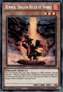 Burner, Dragon Ruler Of Sparks - Secret Rare 1st Ed. BLMM-EN123 - NM - YuGiOh - Image 1