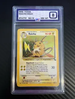 Pokemon Card Raichu 14/62 Fossil Holo Rare - Pg 8 Nm-mt / Like PSA/ace Vintage - Image 1