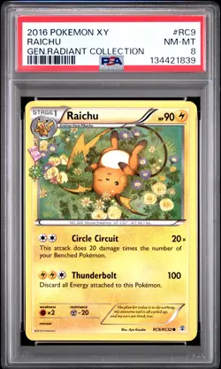 2016 Pokemon Xy Generations Radiant Collection #RC9 Raichu PSA 8 - Image 1