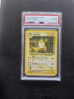 Pokemon TCG Unlimited Base Set Raichu 14/102 Holo Rare PSA 8 NM-MT - Image 1