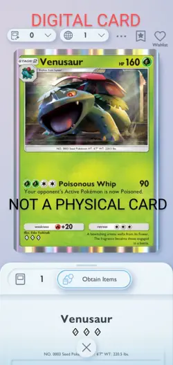 Venusaur Pokemon Pocket Mobile Game Crimzon blaze Set ◇◇◇ Rare Card For Trade - Image 1