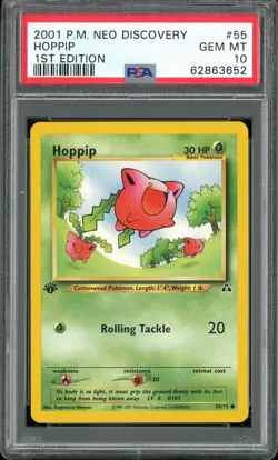 PSA 10 Hoppip 1st Edition Neo Discovery 55/75 Pokemon Card - Image 1