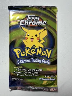 2000 Topps Chrome Pokemon Pikachu TV Animation Edition Factory Sealed Pack - Image 1