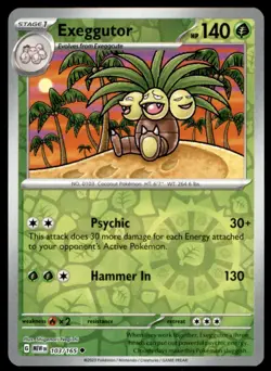 Exeggutor 103/165 Uncommon 151 Pokemon Reverse Holo Lightly Played - Image 1
