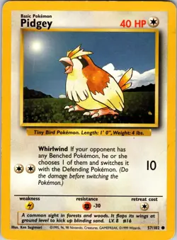 Pidgey 057/102 Base Set Pokemon MP Normal - Image 1